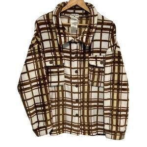 Single Scoop Oversized Plaid Fleece Shacket Women’s Size Large Super Soft
